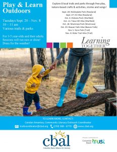 Play & Learn Outdoors (Ages 3-5) - Trail @ Various Parks and Trails