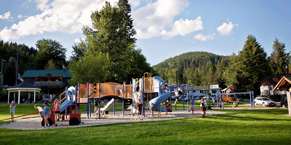 Children playing on a playground in the park